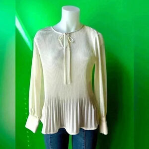2/$16 separates Vera Wang, size S blouse, cream, ribbed bodice, flares at bottom